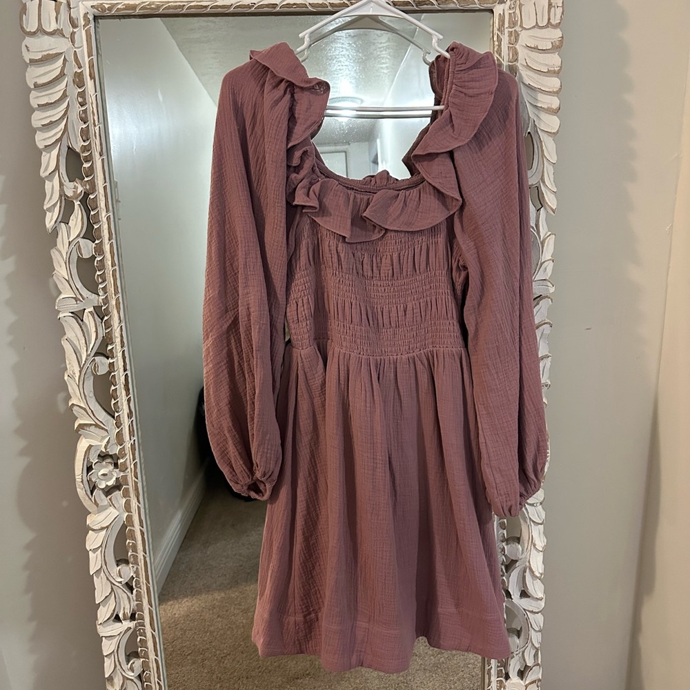 Elegant Mauve Ruffle Dress